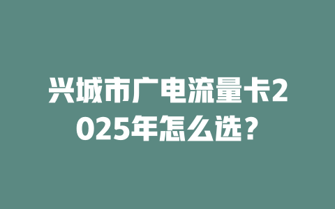 兴城市广电流量卡2025年怎么选？