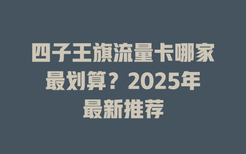 四子王旗流量卡哪家最划算？2025年最新推荐