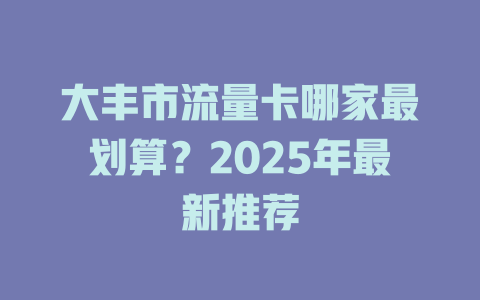 大丰市流量卡哪家最划算？2025年最新推荐