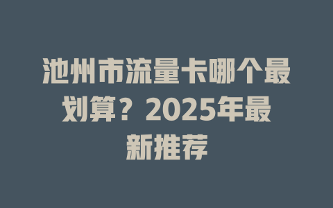 池州市流量卡哪个最划算？2025年最新推荐