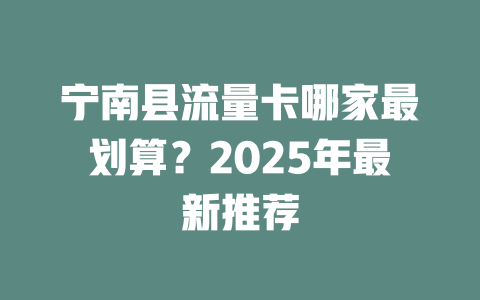 宁南县流量卡哪家最划算？2025年最新推荐