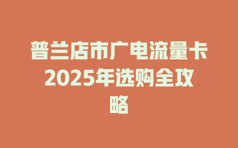 普兰店市广电流量卡2025年选购全攻略