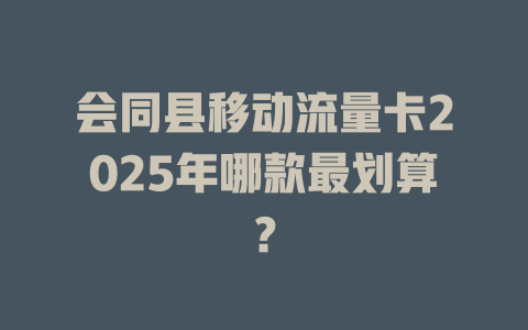 会同县移动流量卡2025年哪款最划算？