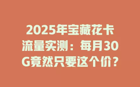 2025年宝藏花卡流量实测：每月30G竟然只要这个价？