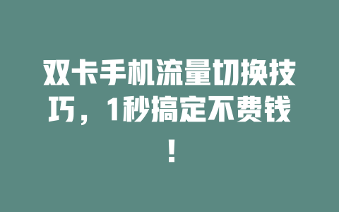 双卡手机流量切换技巧，1秒搞定不费钱！