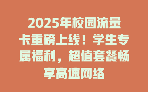 2025年校园流量卡重磅上线！学生专属福利，超值套餐畅享高速网络