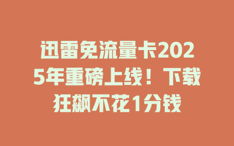 迅雷免流量卡2025年重磅上线！下载狂飙不花1分钱