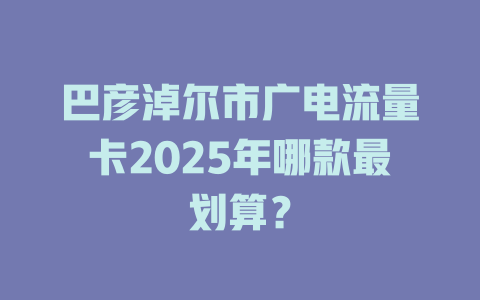 巴彦淖尔市广电流量卡2025年哪款最划算？