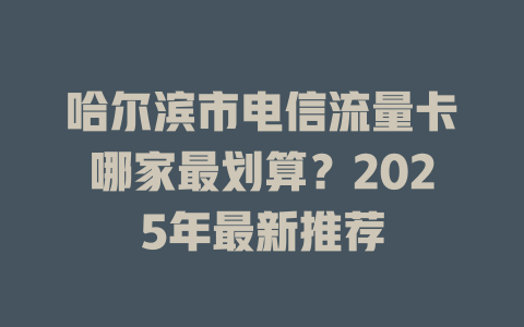 哈尔滨市电信流量卡哪家最划算？2025年最新推荐