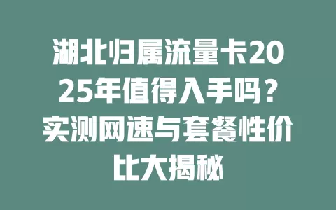 湖北归属流量卡2025年值得入手吗？实测网速与套餐性价比大揭秘