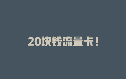 20块钱流量卡！