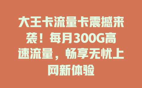 大王卡流量卡震撼来袭！每月300G高速流量，畅享无忧上网新体验