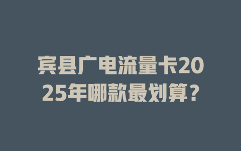 宾县广电流量卡2025年哪款最划算？