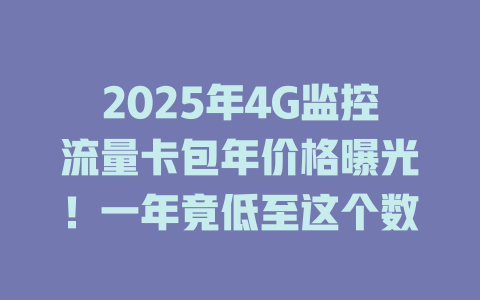 2025年4G监控流量卡包年价格曝光！一年竟低至这个数