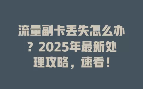 流量副卡丢失怎么办？2025年最新处理攻略，速看！