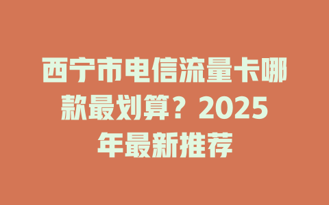 西宁市电信流量卡哪款最划算？2025年最新推荐
