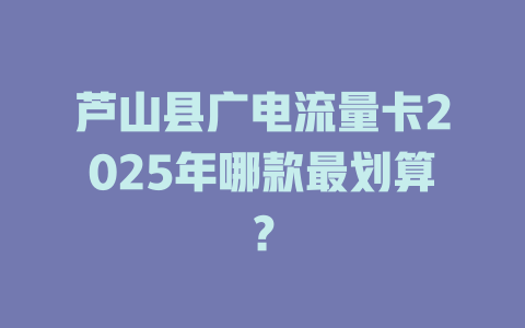 芦山县广电流量卡2025年哪款最划算？