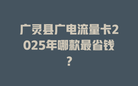 广灵县广电流量卡2025年哪款最省钱？