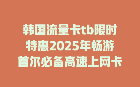 韩国流量卡tb限时特惠2025年畅游首尔必备高速上网卡