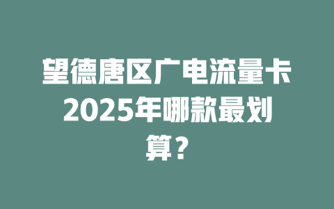 望德唐区广电流量卡2025年哪款最划算？
