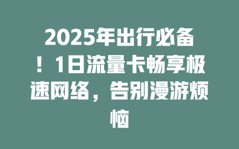 2025年出行必备！1日流量卡畅享极速网络，告别漫游烦恼
