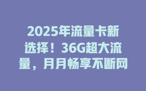 2025年流量卡新选择！36G超大流量，月月畅享不断网