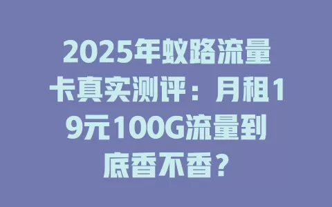 2025年蚁路流量卡真实测评：月租19元100G流量到底香不香？