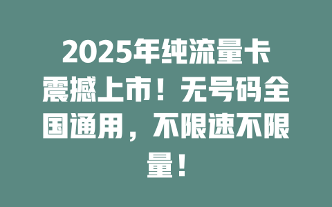 2025年纯流量卡震撼上市！无号码全国通用，不限速不限量！