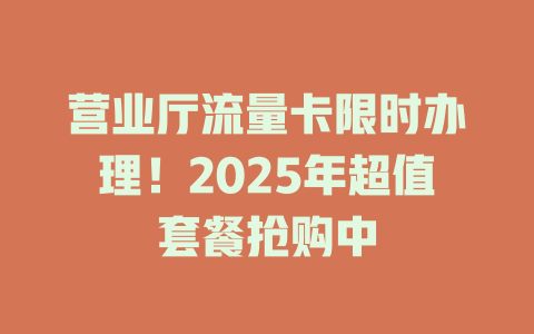 营业厅流量卡限时办理！2025年超值套餐抢购中