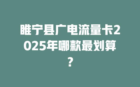 睢宁县广电流量卡2025年哪款最划算？