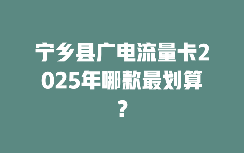 宁乡县广电流量卡2025年哪款最划算？