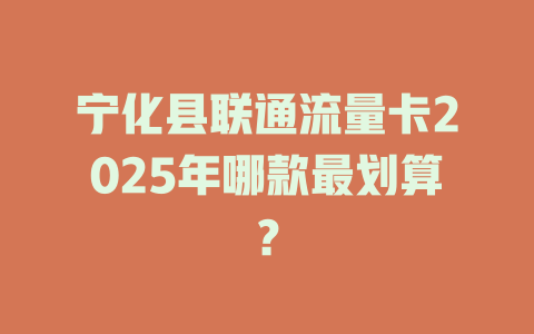宁化县联通流量卡2025年哪款最划算？