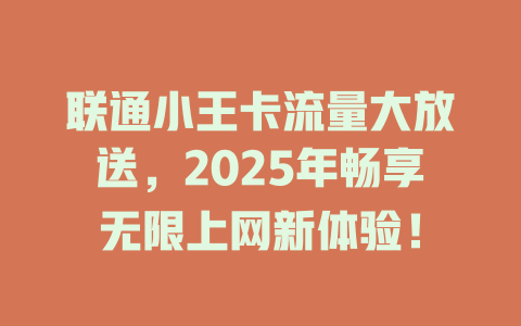 联通小王卡流量大放送，2025年畅享无限上网新体验！