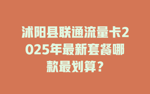沭阳县联通流量卡2025年最新套餐哪款最划算？