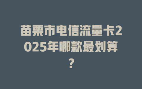 苗栗市电信流量卡2025年哪款最划算？