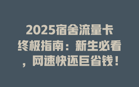2025宿舍流量卡终极指南：新生必看，网速快还巨省钱！