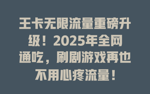 王卡无限流量重磅升级！2025年全网通吃，刷剧游戏再也不用心疼流量！