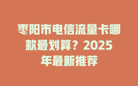 枣阳市电信流量卡哪款最划算？2025年最新推荐