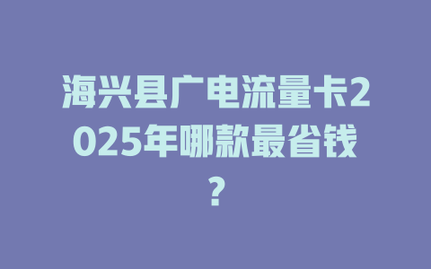 海兴县广电流量卡2025年哪款最省钱？