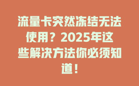流量卡突然冻结无法使用？2025年这些解决方法你必须知道！
