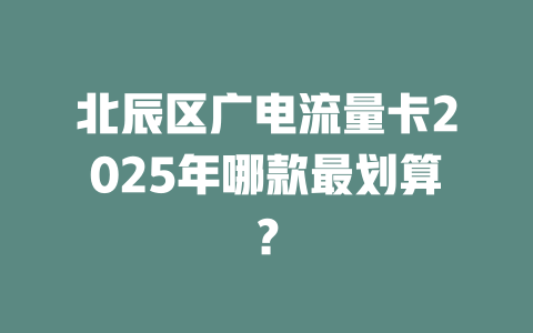 北辰区广电流量卡2025年哪款最划算？