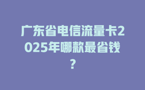 广东省电信流量卡2025年哪款最省钱？