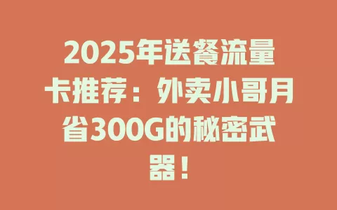 2025年送餐流量卡推荐：外卖小哥月省300G的秘密武器！