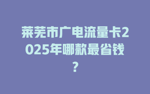 莱芜市广电流量卡2025年哪款最省钱？