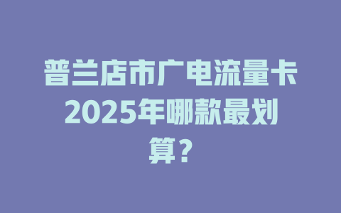普兰店市广电流量卡2025年哪款最划算？