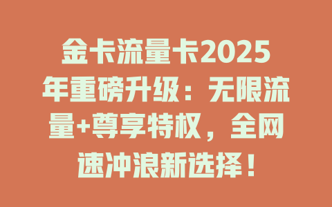 金卡流量卡2025年重磅升级：无限流量+尊享特权，全网速冲浪新选择！