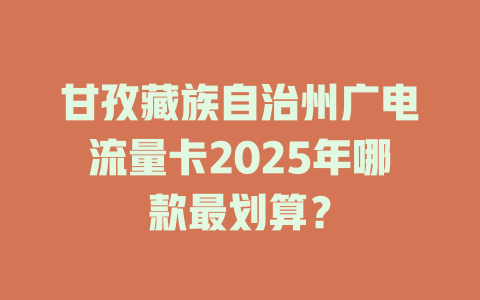 甘孜藏族自治州广电流量卡2025年哪款最划算？