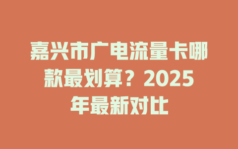 嘉兴市广电流量卡哪款最划算？2025年最新对比