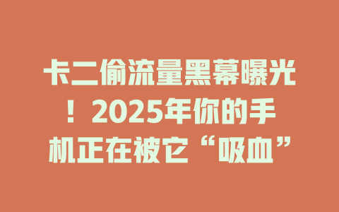 卡二偷流量黑幕曝光！2025年你的手机正在被它“吸血”
