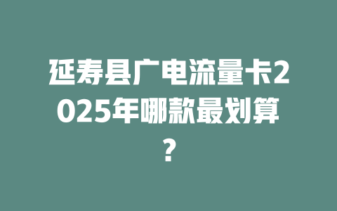 延寿县广电流量卡2025年哪款最划算？